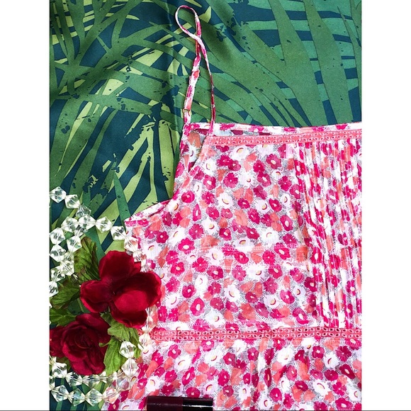 Sheer Floral Tank Top Blouse Large - Picture 2 of 8